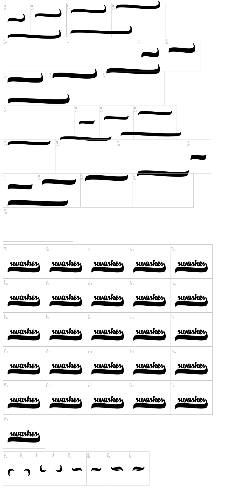 Velvet Heart font map